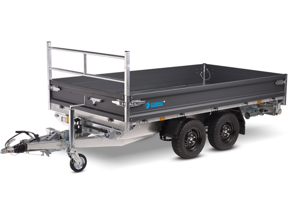 Remorque - 3500 KG - 3,30 M - Double essieux - Basculante - Avec rehausse aluminium
